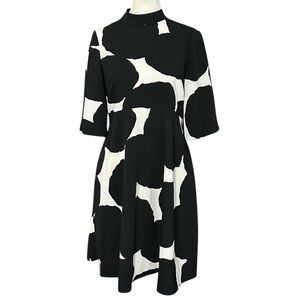 Kate Spade A-Line Knee Length Large Dot Crepe Dress Black & White Size 0